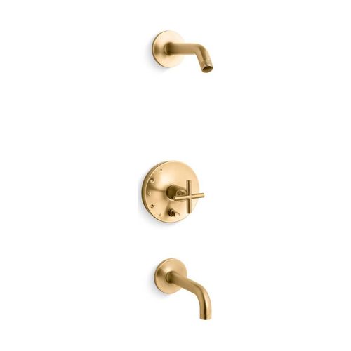 Main product image of Rite-Temp Bath And Shower Trim Kit w/ Push-Button Diverter And Cross Handle, Without Showerhead (Vibrant Brushed Moderne Brass)