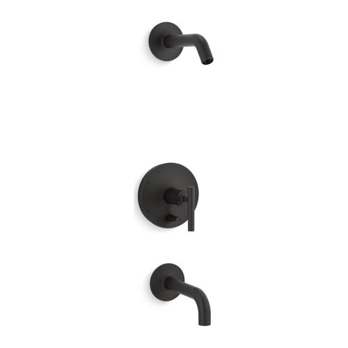 Main product image of Rite-Temp Bath And Shower Trim Kit w/ Push-Button Diverter And Lever Handle, Without Showerhead (Matte Black), K-T14421-4L-BL