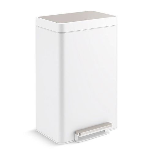 Main product image of Dual-Compartment Step Trash Can (Stainless Steel + White), K-20956-STW