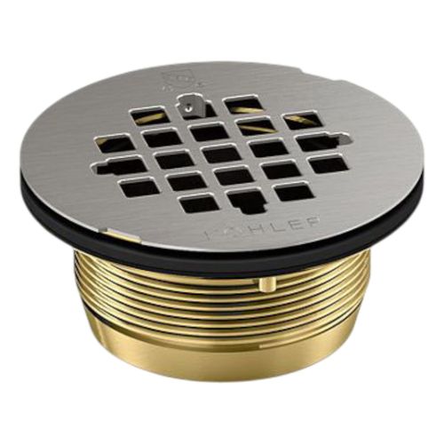 Main product image of Round Brass Shower Receptor Drain (Brushed Stainless), K-22675-BS