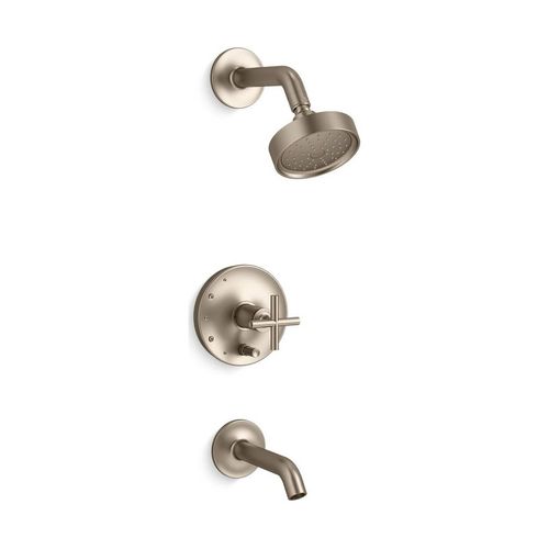 Main product image of Rite-Temp Bath And Shower Trim Kit w/ Push-Button Diverter And Cross Handle, 1.75 GPM (Vibrant Brushed Bronze), K-T14420-3G-BV