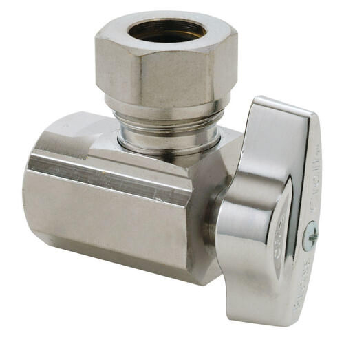 Main product image of 1/2" FIP x 7/16" OD & 1/2" Slip-Joint 1/4 Turn Angle Stop, Lead Free (Chrome)