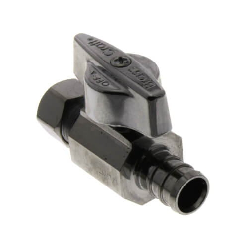Main product image of 1/2" PEX Crimp x 3/8" OD Comp 1/4 Turn Supply Straight Stop (Chrome Plated)