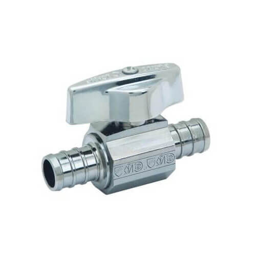 Main product image of 1/2" PEX Crimp x 1/2" PEX Crimp 1/4 Turn Supply Straight Stop (Rough Brass)
