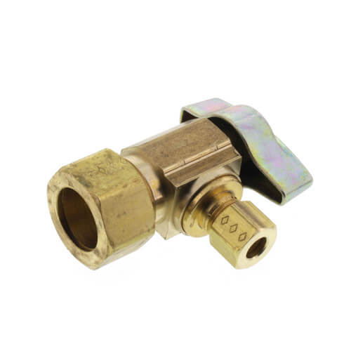 Main product image of 1/2" Nom Comp (5/8" OD) x 1/4" OD Comp 1/4 Turn Angle Stop, Lead Free (Rough Brass)