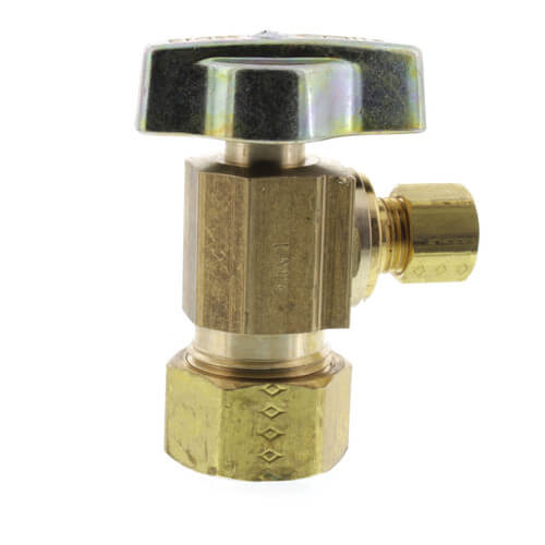 Main product image of 1/2" Nom Comp (5/8" OD) x 1/4" OD Comp 1/4 Turn Angle Stop, Lead Free (Rough Brass)