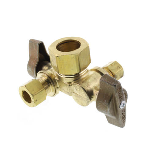 Main product image of 1/2" Nom Compression (5/8" OD) x 3/8" OD Compression x 1/4" OD Compression Angle Supply Stop Lead Free (Rough Brass)
