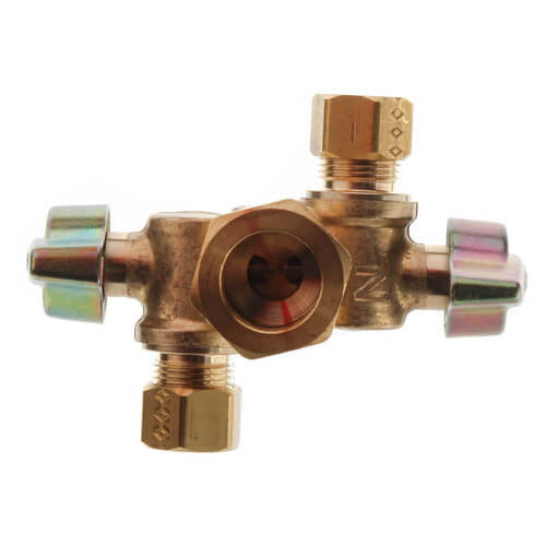 Main product image of 1/2" Nom Compression (5/8" OD) x 3/8" OD Compression x 3/8" OD Compression Angle Supply Stop Lead Free (Rough Brass)