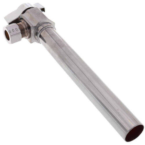 Main product image of 1/2" Nom. Sweat x 3/8" OD Comp. Angle Stop Valve w/ 5" Sweat Extension, Lead Free (Chrome)