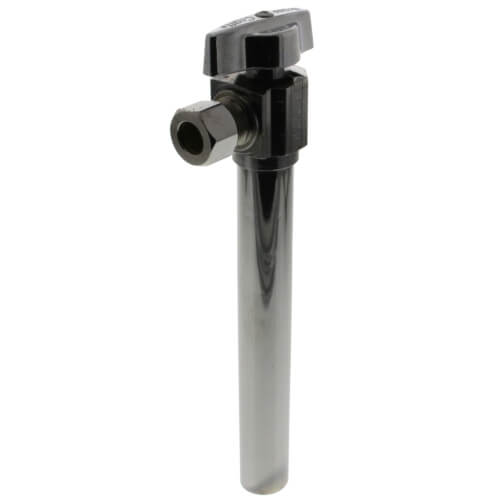 Main product image of 1/2" Nominal Sweat x 3/8" OD Compression 1/4-Turn Angle Ball Stop Valve wih 5" Extension Tube, Lead Free (Chrome)