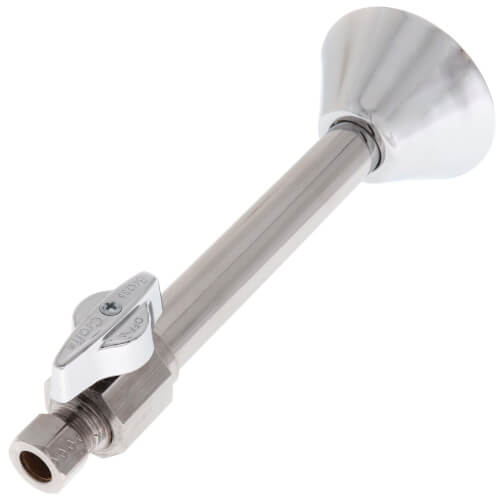 Main product image of 1/2" Nom. Sweat x 3/8" OD Comp. 1/4-Turn Straight Ball Stop Valve w/ Escutcheon, Lead Free (Chrome)