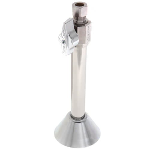 Main product image of 1/2" Nom. Sweat x 3/8" OD Comp. 1/4-Turn Straight Ball Stop Valve w/ Escutcheon, Lead Free (Chrome)
