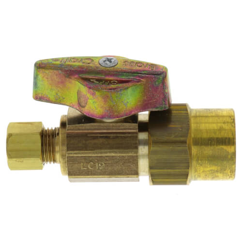 Main product image of 1/2" Nominal CPVC x 1/4" OD Compression 1/4-Turn Straight Ball Stop Valve, Lead Free (Rough Brass)