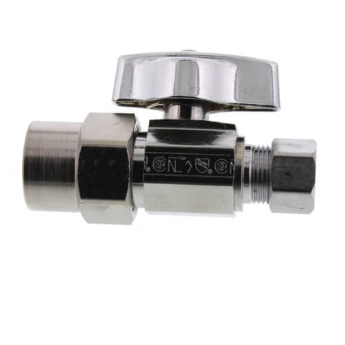 Main product image of 1/2" Nominal CPVC x 3/8" OD Compression 1/4-Turn Straight Ball Stop Valve, Lead Free (Chrome)