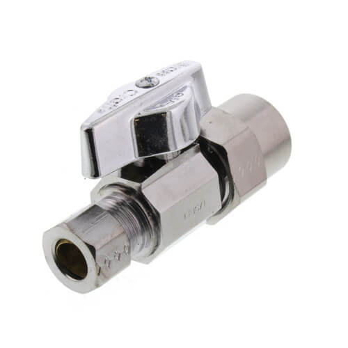 Main product image of 1/2" Nominal CPVC x 3/8" OD Compression 1/4-Turn Straight Ball Stop Valve, Lead Free (Chrome)
