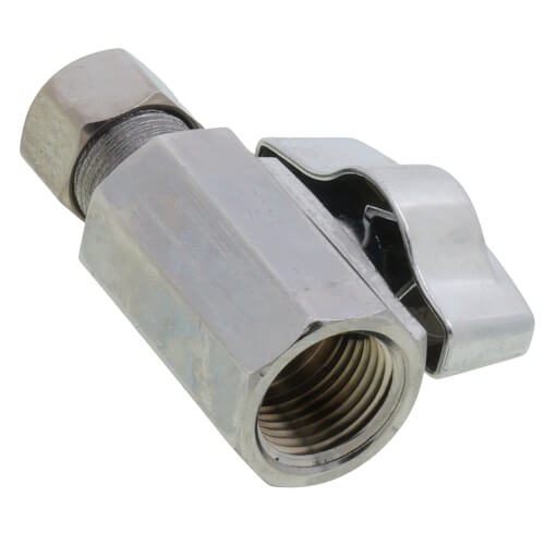 Main product image of 3/8" FIP x 3/8" OD Compression 1/4-Turn Straight Ball Stop Valve, Lead Free (Chrome)