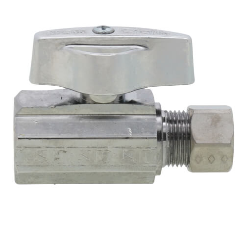 Main product image of 3/8" FIP x 3/8" OD Compression 1/4-Turn Straight Ball Stop Valve, Lead Free (Chrome)