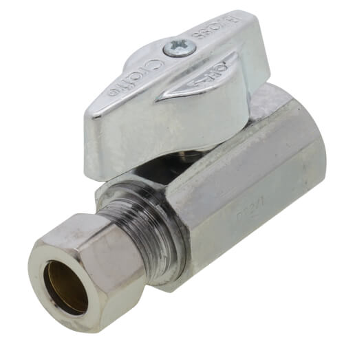 Main product image of 3/8" FIP x 3/8" OD Compression 1/4-Turn Straight Ball Stop Valve, Lead Free (Chrome)