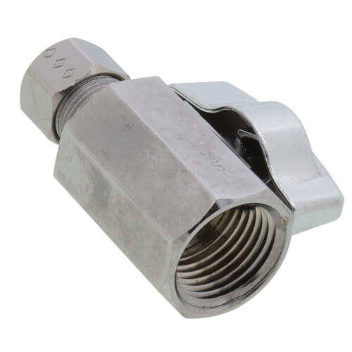 Main product image of 1/2" FIP x 3/8" OD Compression 1/4-Turn Straight Ball Stop Valve, Lead Free (Chrome)