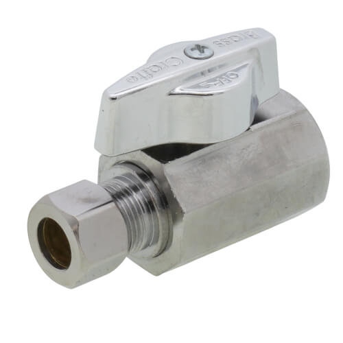 Main product image of 1/2" FIP x 3/8" OD Compression 1/4-Turn Straight Ball Stop Valve, Lead Free (Chrome)