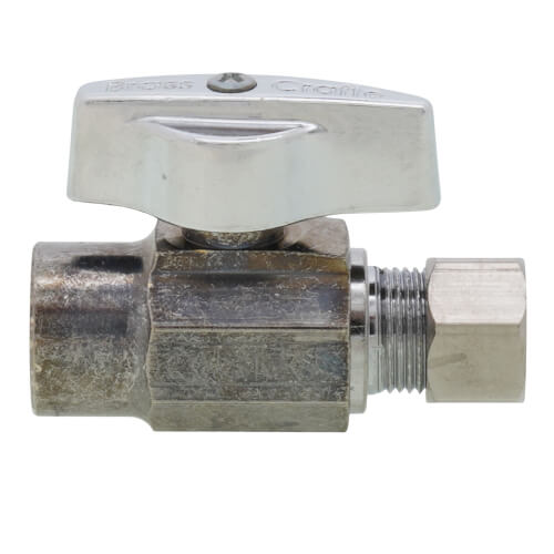 Main product image of 1/2" Nom. Sweat x 3/8" O.D. Compr. Straight Stop Valve, 1/4-Turn, Lead Free (Chrome)