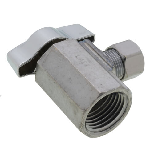 Main product image of 1/2" FIP x 3/8" O.D. Compr. Angle Stop Valve, Lead Free (Chrome)