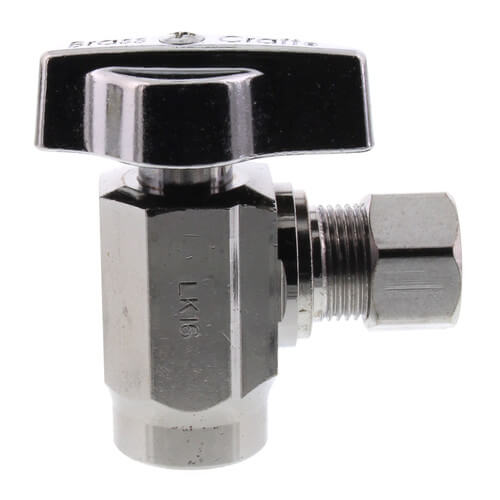 Main product image of 1/2" Nom. Sweat x 3/8" O.D. Compr. Stop Valve, 1/4-Turn, Lead Free (Chrome)