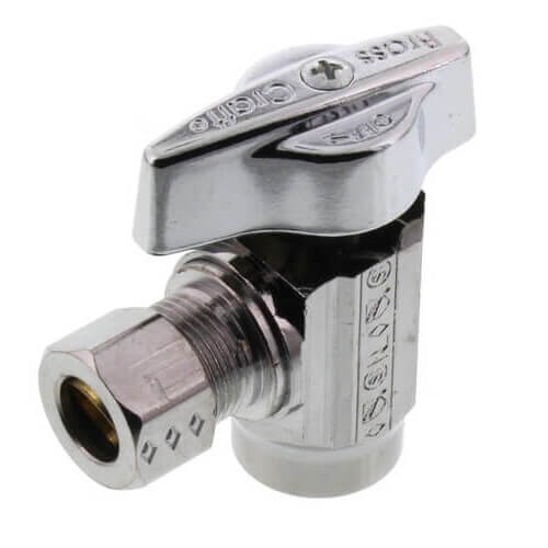 Main product image of 1/2" Nom. Sweat x 3/8" O.D. Compr. Stop Valve, 1/4-Turn, Lead Free (Chrome)
