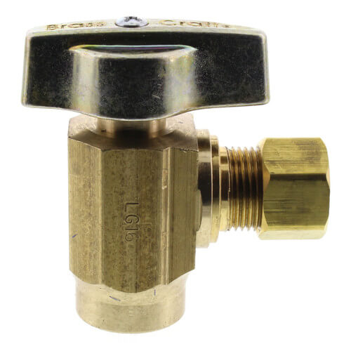 Main product image of 1/2" Nominal Sweat x 3/8" OD Compression 1/4-Turn Angle Ball Stop Valve, Lead Free (Rough Brass)