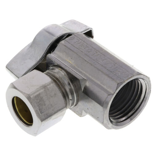 Main product image of 1/2" FIP x 1/2" OD Compression 1/4-Turn Angle Ball Stop Valve, Lead Free (Chrome)