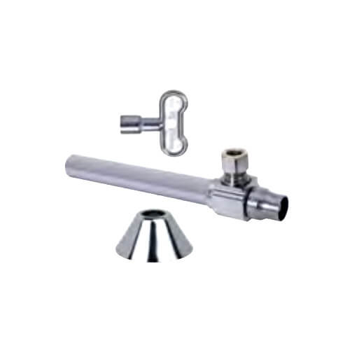 Main product image of 1/2" Nom. Sweat x 3/8" OD Comp 1/4-Turn Faucet Angle Ball Stop Valve, Lead Free (Chrome)