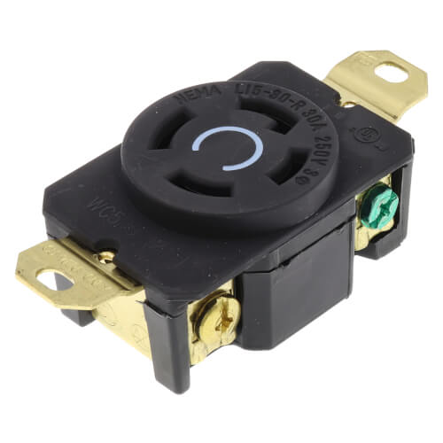 Main product image of Turnlok Single Locking Receptacle, 30A, 2 Pole, NEMA L15-30R - Black (250V)