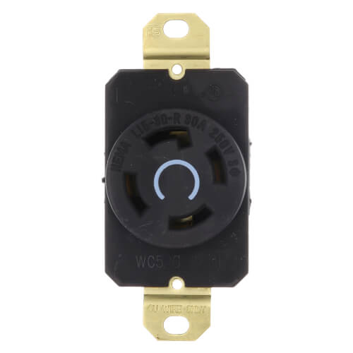 Main product image of Turnlok Single Locking Receptacle, 30A, 2 Pole, NEMA L15-30R - Black (250V)