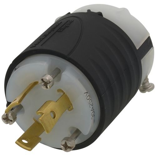 Main product image of Turnlok Industrial Grade Plug, 30A, NEMA L6-30P - Black/White (250V)