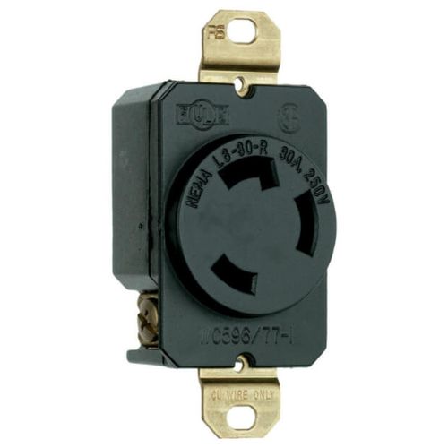 Main product image of Turnlok Single Locking Receptacle, 30A, 2 Pole, NEMA L6-30R - Black (250V)
