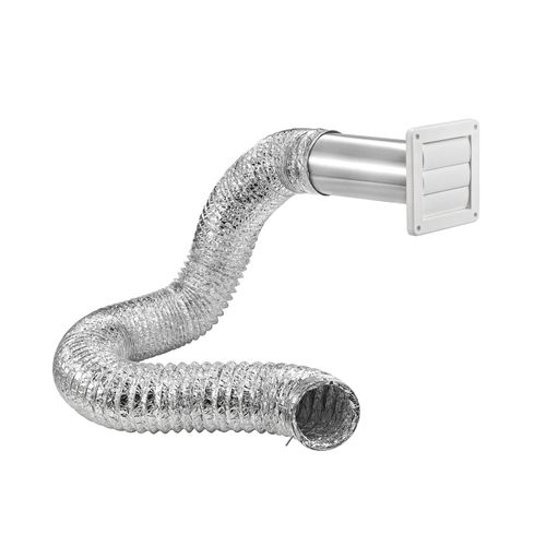 Main product image of 4" x 8 Ft. Flexible Foil Dryer Exhaust Transition Duct Louvered Vent Kit (White)