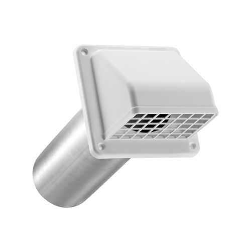 Main product image of 3" White Plastic Preferred Hood Wall Vent w/ Tail Pipe