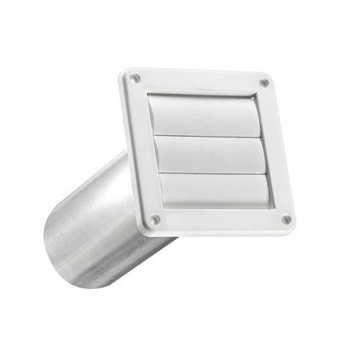 Main product image of 4" White Plastic Wall Exhaust Louvered Dryer Vent with 11" Pipe