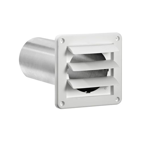 Main product image of 4" White Plastic Wall Exhaust Louvered Dryer Vent with 11" Pipe