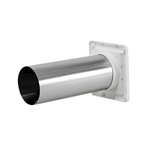Main product image of 4" White Plastic Wall Exhaust Louvered Dryer Vent with 11" Pipe