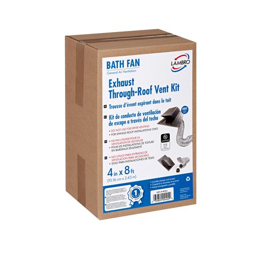 Main product image of 4" x 8' UL 181 Class 1 Air Connector Bath Fan Exhaust Through the Roof Vent Kit