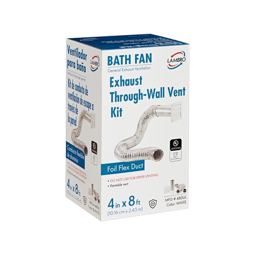 Main product image of 4" x 5 Ft. Flexible Foil Bath Fan Exhaust Through-Wall Louvered Vent Kit (White)
