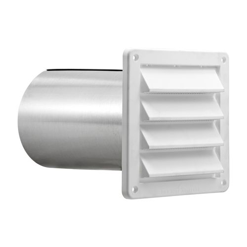 Main product image of 6" White Plastic Louvered Air Intake Vent w/ Tail Pipe