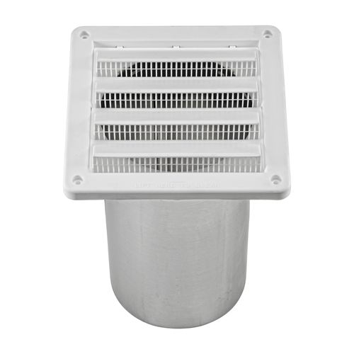 Main product image of 6" White Plastic Louvered Air Intake Vent w/ Tail Pipe