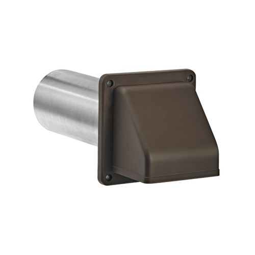 Main product image of 4" Brown Plastic Wall Exhaust Hood Vent w/ Damper & Screen, 11" Pipe