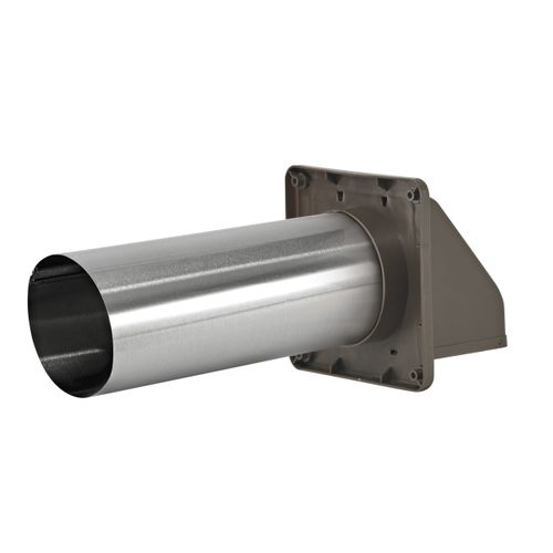 Main product image of 4" Brown Plastic Wall Exhaust Hood Vent w/ Damper & Screen, 11" Pipe