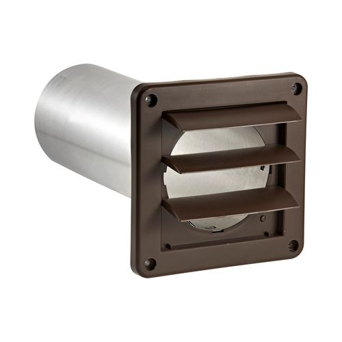 Main product image of 4" Brown Plastic Wall Exhaust Louvered Vent, 11" Pipe