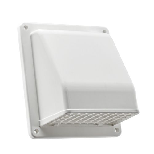 Main product image of 6" White Plastic Wall Exhaust Vent w/ Spring Damper & Removable Screen