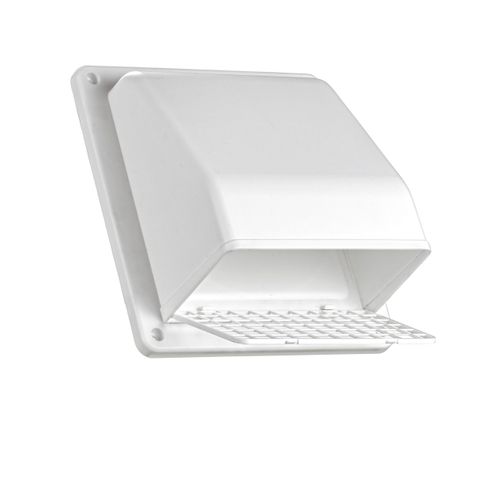 Main product image of 6" White Plastic Wall Exhaust Vent w/ Spring Damper & Removable Screen