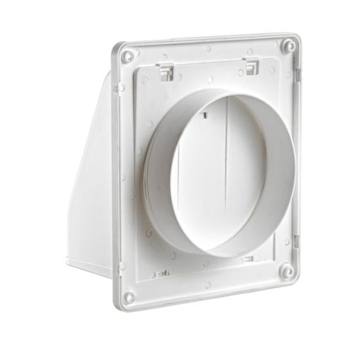 Main product image of 6" White Plastic Wall Exhaust Vent w/ Spring Damper & Removable Screen